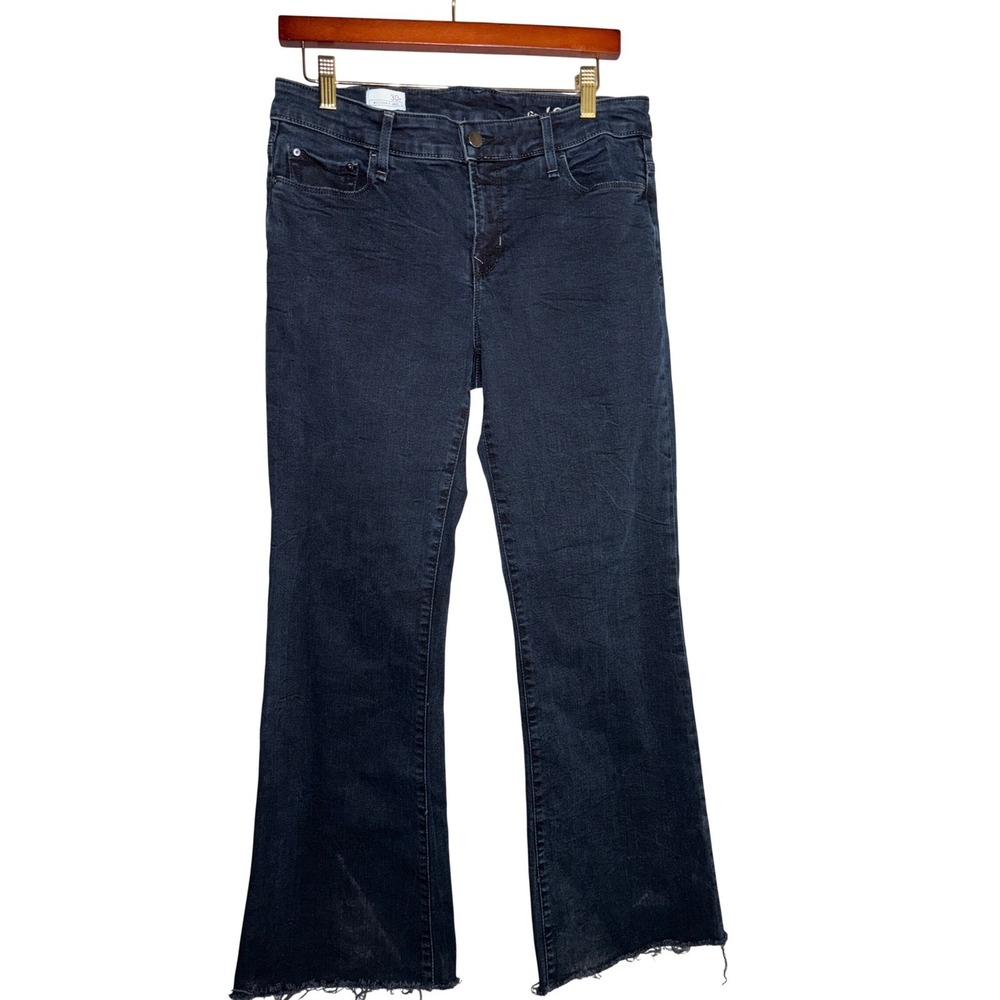Gap 1969 Modern Flare Jeans Dark Wash Raw Hem Stretch Denim Womens Size‎ 30r